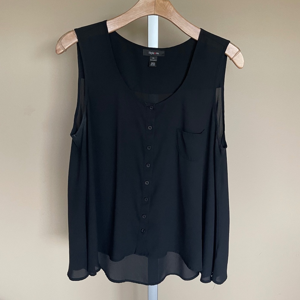 Style & Co Black Sleeveless Top